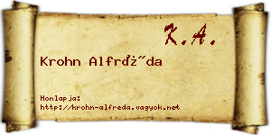 Krohn Alfréda névjegykártya